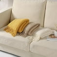 thumbnail image 4 of Fennco Styles Striped Knit Solid Fringe Throw Blanket 50" W x 60" L - Beige Soft Textured Light Weight Blanket for Sofa, Couch, Living Room and Bedroom Décor, 4 of 8