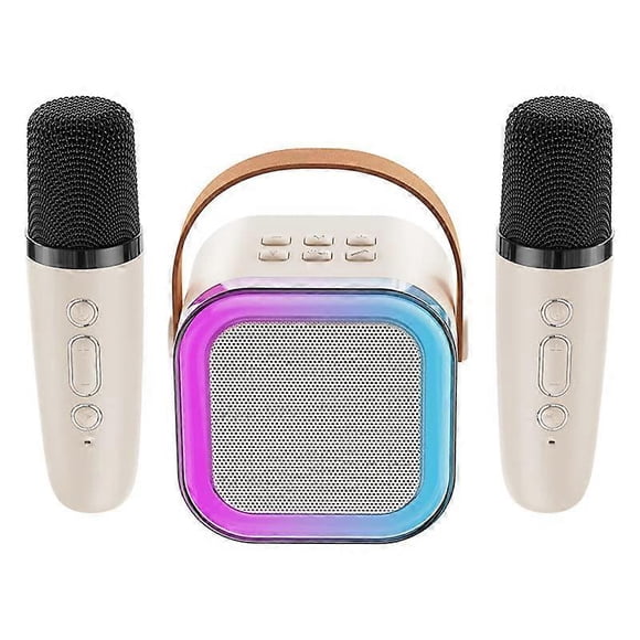 Portable Bluetooth Karaoke Machine with Wireless Microphone, Stereo Sound, LED Lights for Kids and Adults