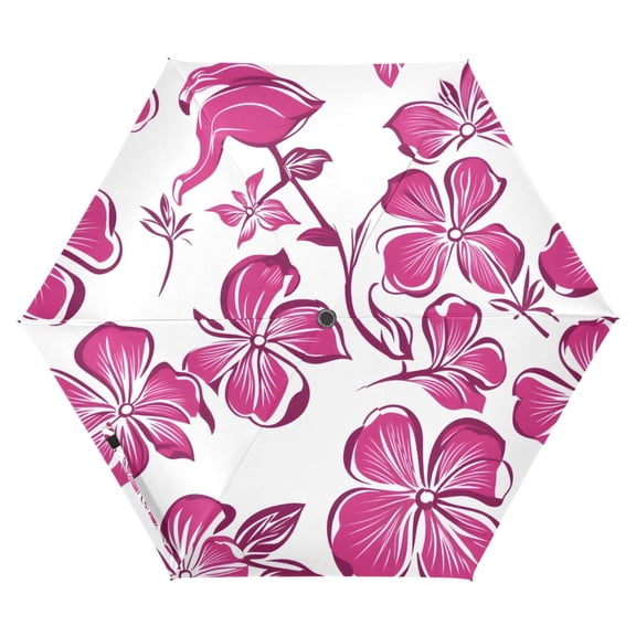 ALAZA Hand Draw Flower UPF 50  Compact Folding Umbrella for Rain Travel Umbrella Packable