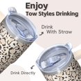 thumbnail image 4 of Insulated 20oz Geometric Pattern Tumbler with Handle and Straw, Stainless Steel Double Wall Travel Coffee Mug Leak Proof, 4 of 5