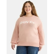 Terra & Sky Women's Plus Printed Pullover Sweater with Long-Sleeves, Midweight, Sizes 0X-5X
