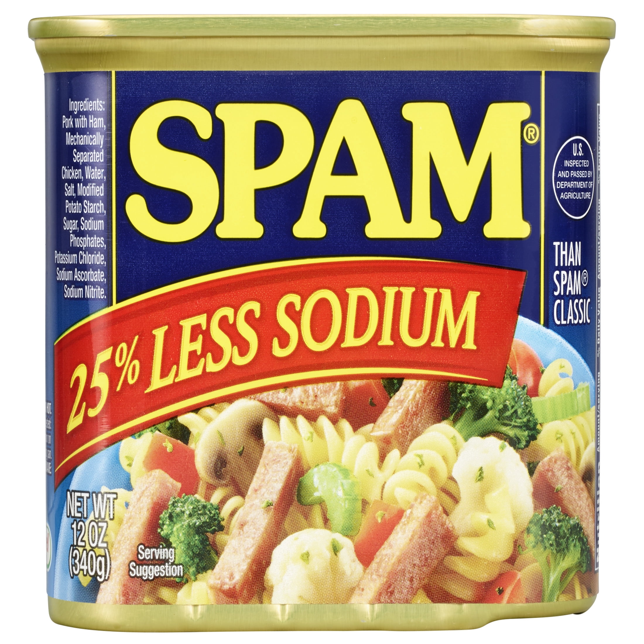 (4 pack) SPAM Hello Kitty 25% Less Sodium, Canned Meats, 7 g Protein, Shelf-Stable, 12 oz Aluminum Can