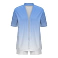 thumbnail image 5 of BRGZLK Women's 2 Piece Outfits Summer Casual Loose Gradient Cardigan Tees and Drawstring Shorts Comfy Sets Vacation Beach Clothes Blue XL, 5 of 6