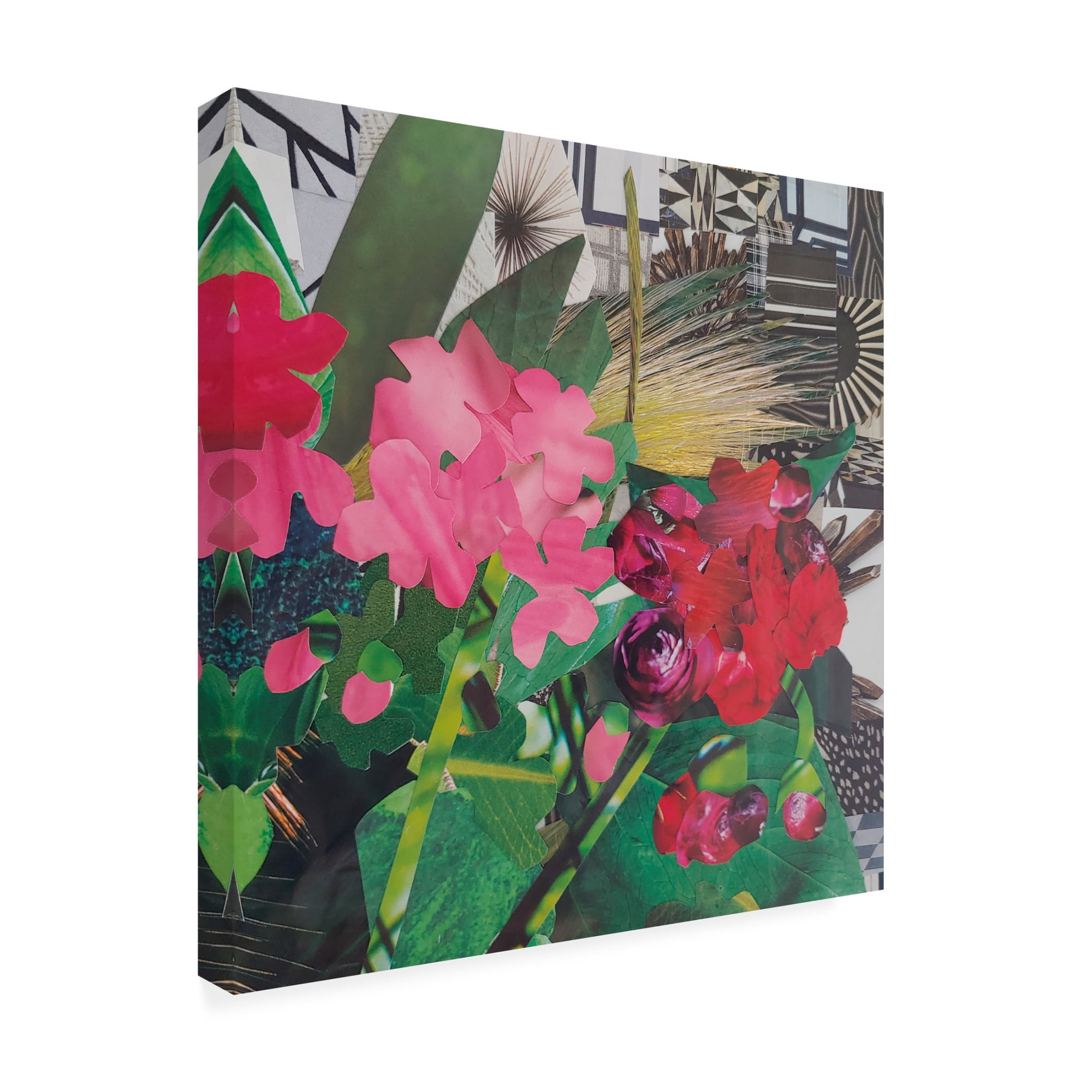 Canvas Wall Art - Coco Good 'Poolside Geraniums II' Wall Art for Living Room, Bedroom, or Office Décor by Trademark Fine Art - 14 x 14 Inches