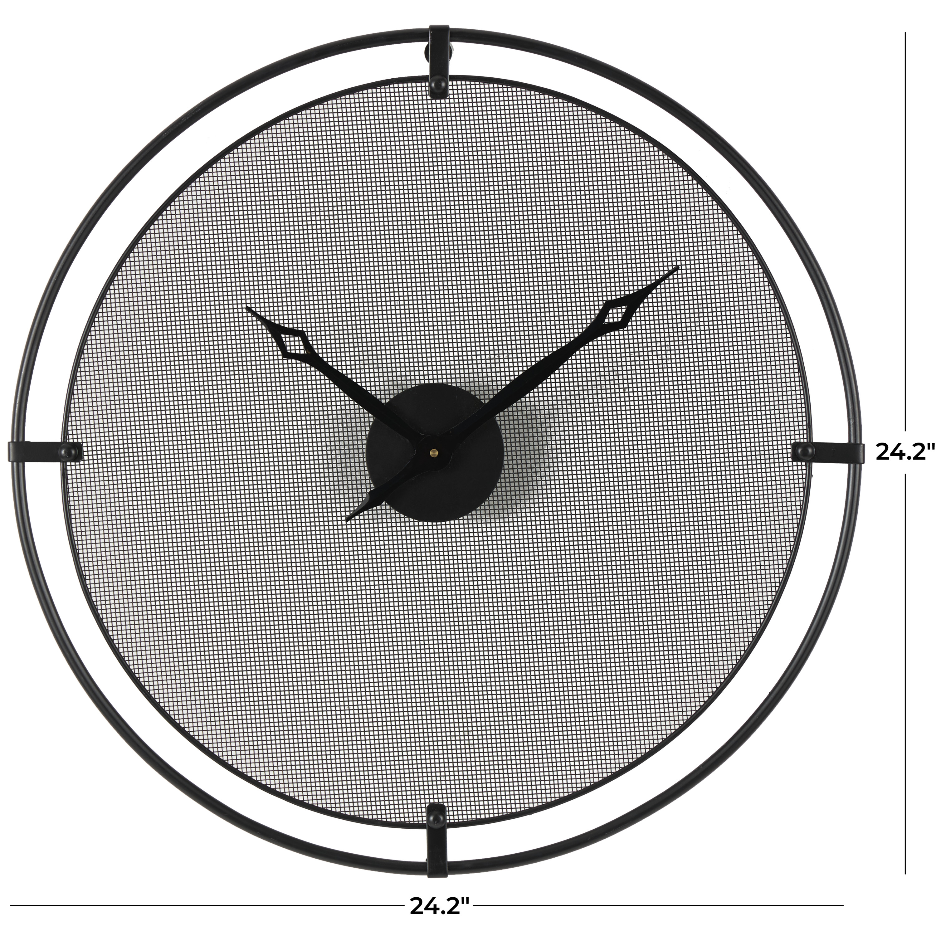 DecMode 24" Black Metal Minimalistic Wall Clock with Mesh Backing
