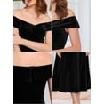 thumbnail image 5 of DARING DIVA Velvet Off the Shoulder Cocktail A-Line Dress S Black, 5 of 6