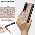 thumbnail image 7 of ELEHOLD for Samsung Galaxy Z Fold 3 Wallet Case,Luxury Premium Diamond Leather Rotatable Ring Credit Card Cash Slot Magnetic Clasp Kickstand Shockproof Protective for Samsung Galaxy Z Fold 3,Rosegold, 7 of 7