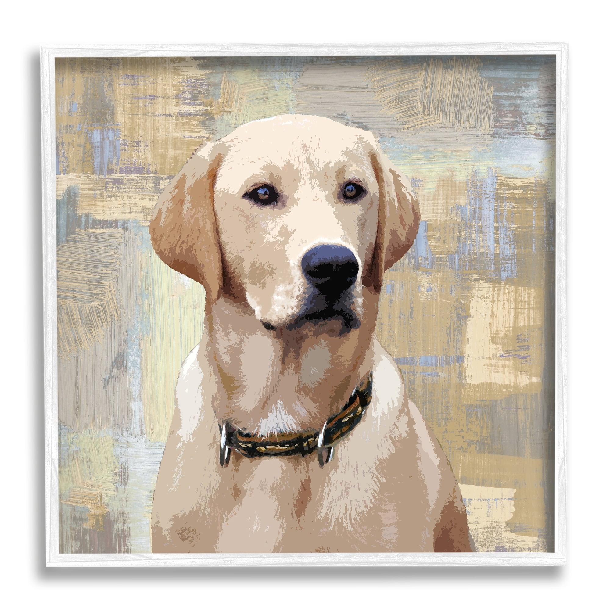 Stupell Industries Sharp Golden Retriever Dog Grunge Patched Background,24 x 24, Design by Keri Rodgers