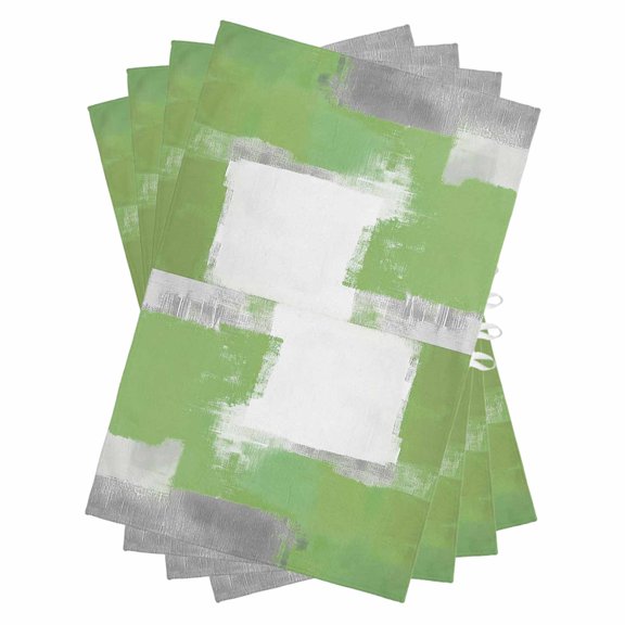 Sage Green Grey Kitchen Towels Set of 4, Water Absorbent Dish Towel, Oil Painted Geometric Abstract Modern Decorative Hand Towels - Quick Drying Cloth for Cooking Baking, 18x28 Inch
