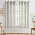 thumbnail image 3 of Curtainking Linen Blend Curtains Blue Geometric Striped Light Filtering Farmhouse Grommet Curtains for Living Room 63in Pack of 2, 3 of 8