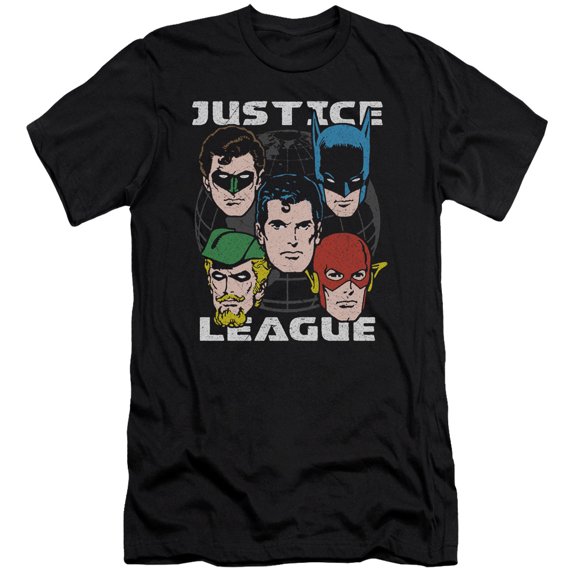 JLA Justice League Head Of StateS/S S Adult 30/1 T-Shirt Black