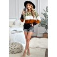 thumbnail image 2 of Pulls Décontractés Manches Longues Col Rond Couleur Patchwork Pull Tops en Tricot, 2 of 5