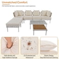 thumbnail image 6 of Harper & Bright Designs Outdoor Metal Conversation Furniture Set, 8 Pieces Patio L Shaped Sectional Sofa Set with Glass Coffee Table and Wooden Coffee Table for Garden Backyard and Poolside, Beige, 6 of 9
