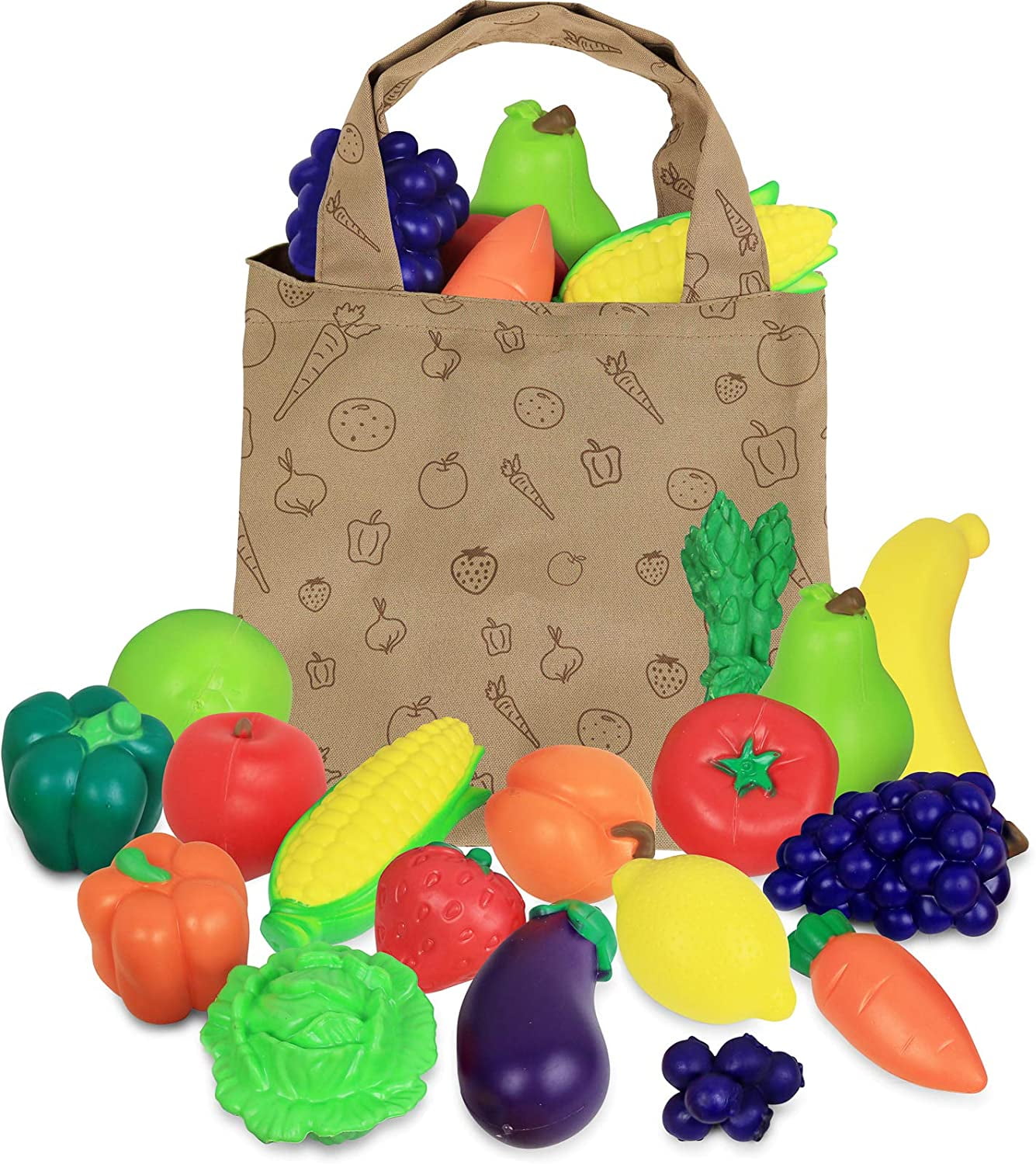 Click N' Play Pretend Play Fruit & Vegetable & Canvastote Bag for Kids
