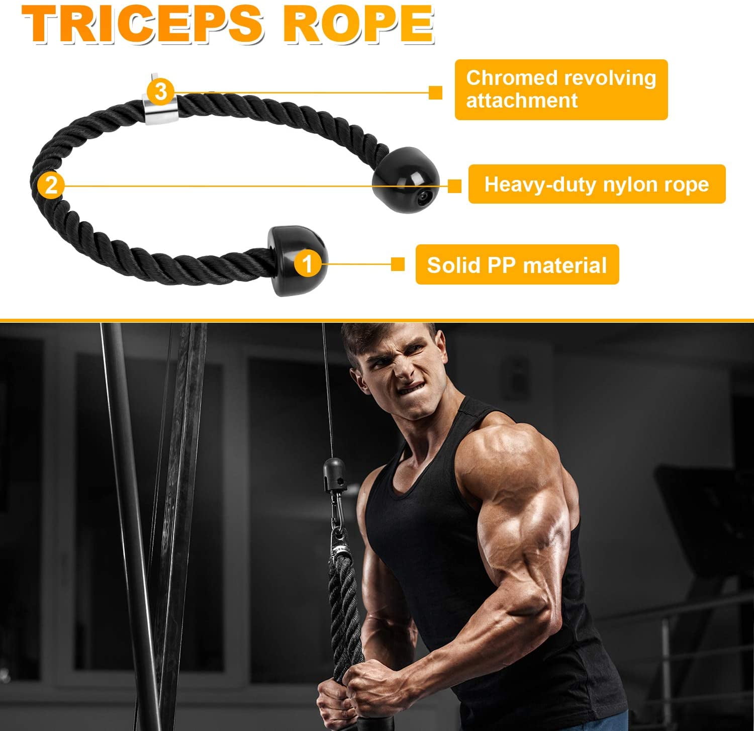 Ankle Strap Triceps Rope Gym Cable Attachment Pulley Multi Bodybuilding Exercise