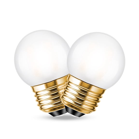 G40 Frosted Glass Led Replacement Bulb,1.5w Equivalent to 15 Watts,Warm White 2700k, G14 Milky Globe Ball Lamp ,E26 Medium Base,2 Pack