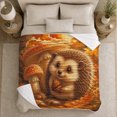 thumbnail image 5 of Whimsical Autumn Forest Hedgehog Acorn Woodland, Cozy Woodland Scene, Warm Flannel Blanket for Cabin and Lodge, Garden Lovers Thanksgiving Gift, Playful Home Decor, 5 of 9
