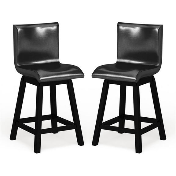 Furniture of America Omura Faux Leather Counter Stool in Black (Set of 2)