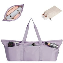 WANDF Large Yoga Mat Bag with Shoe Compartment Wet Pocket,Gym Accessory Storage Bag, Water Resistant Ladies Yoga Tote  Bag, Purple