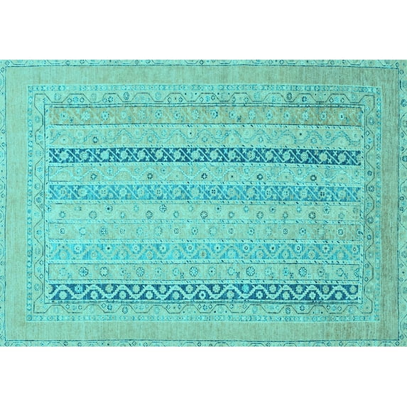 Ahgly Company Indoor Rectangle Abstract Light Blue Modern Area Rugs, 2' x 3'
