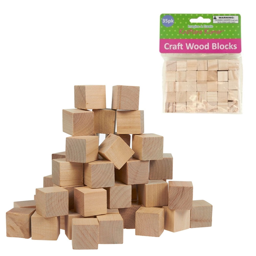 Natural Wood Untreated Cube Building Blocks Baby Education Toy DIY Nursery Decor 