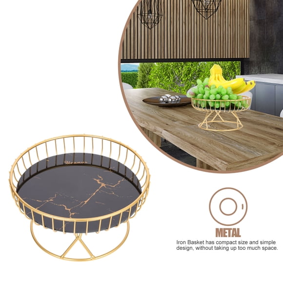IDEANATEGRATE Bowl Decorativo De Hierro Negro Con Hueco Multiusos Para Almacenamiento En Cocina Hogar