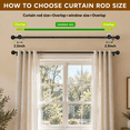 thumbnail image 3 of 1/2 Pack No Drilling Curtain Rods, Window Treatment Hardware, Adjustable Tension Pole, Heavy Duty 7/8 in, Black Ball Finials, 42-120 in, Renters Friendly, 3 of 8