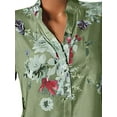 thumbnail image 3 of DYMADE Women Short Sleeve Stand-Up Collar Pullover Tops Floral Print Basic Blouse, 3 of 4
