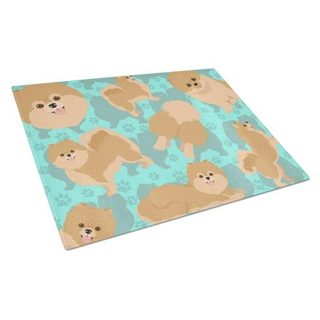 

Carolines Treasures MLM1083LCB 15 x 12 in. Blue Orange Pomeranian Glass Cutting Board - Large