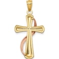 thumbnail image 4 of 14K Two-Tone Polished Cross With Drape Pendant (30 X 15) Made In United States c3815, 4 of 5