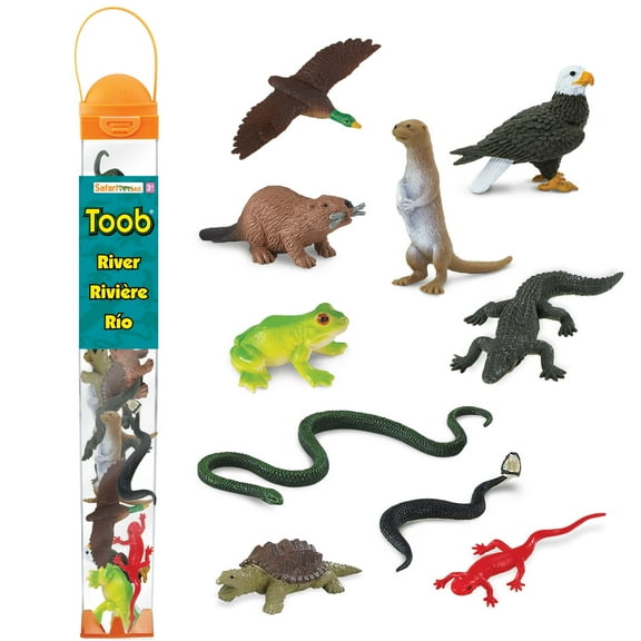 Safari Ltd. River Ecosystem TOOB - Figurines of Bald Eagle, Beaver, Alligator & More - Fun Educational Play Toy for Boys, Girls & Kids Ages 3 
