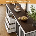 thumbnail image 4 of Wiilayok 94.5" Large Double Dog Crate Furniture, Wooden Double Dog Kennel Furniture with 3 Drawers and 4 Dog Bowl, Heavy Duty Indoor Furniture Style Dog Cage House(White), 4 of 8