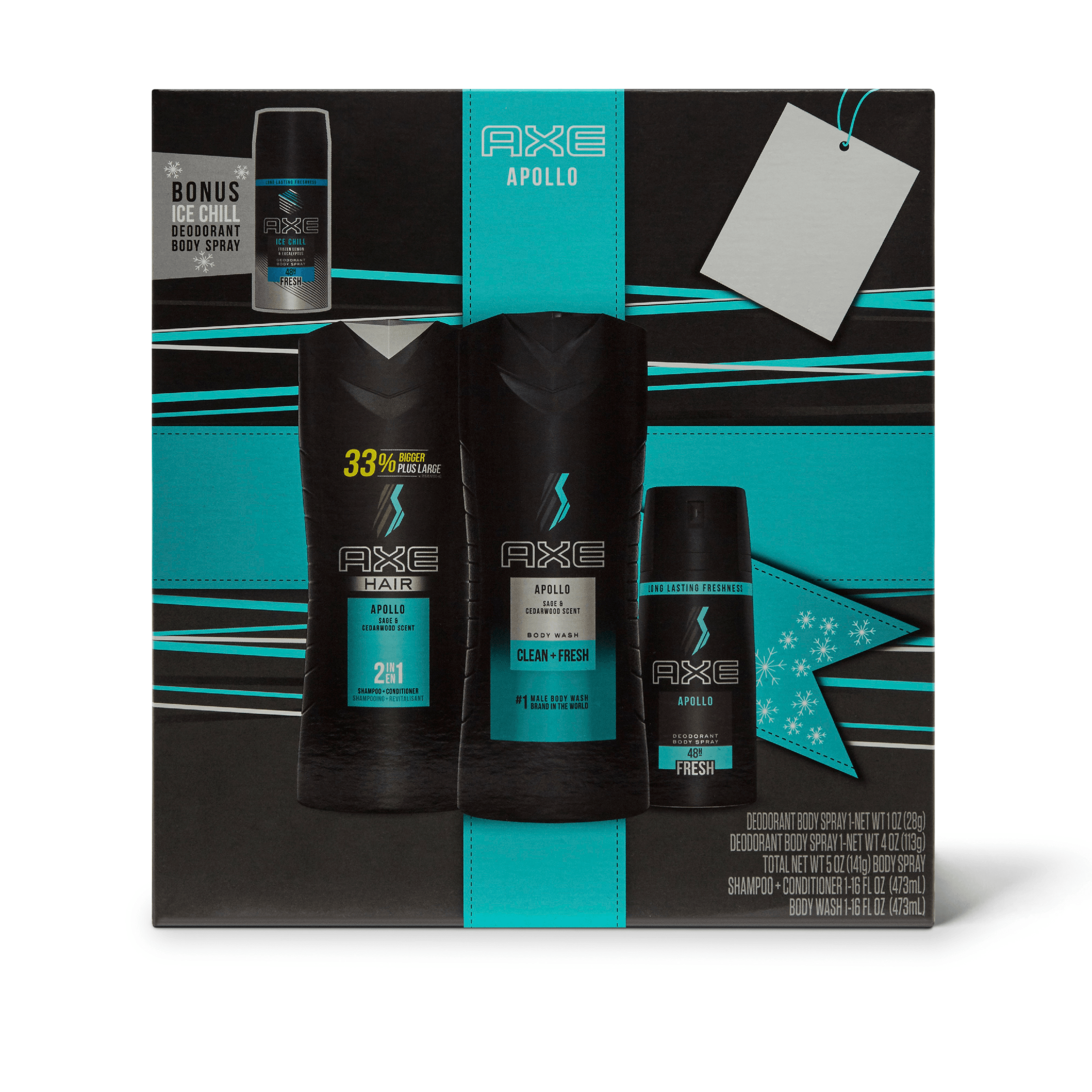 ($14 Value) AXE 4-pc Apollo Holiday Gift Set (Shampoo, Bodywash, Body Spray with Bonus Travel Size Body Spray) - image 2 of 8