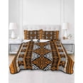 thumbnail image 2 of Quilts Queen Size Bedding Set, Yellow Beige Boho Reversible Summer Quilt 3 Pieces, Geometric Vintage Abstract Art Ethnic Lightweight Bedspreads Coverlets with 2 Pillow Shams for All Seasons, 2 of 5