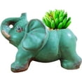 thumbnail image 2 of Cute Animal Elephant Shaped Ceramic Succulent Cactus Air Plant Flower Pots Planters-Plant Not Included (Pleasant Elephant), 2 of 11