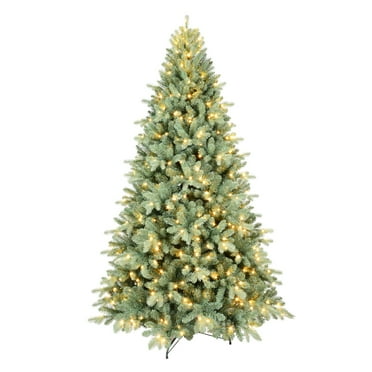 Maylaviu 9ft Lighted Artificial Christmas Tree, 3764 Premium PE/PVC Branches, 1050 Lights, Spruce Xmas Tree, Blue