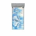 thumbnail image 2 of Swan Bedding Set with Sheet & Covers, Watercolor Drawing Picture of Swan in the River Hazy Color Aqua Concept Picture Print, Printed Bedroom Decor 2 Shams, 4 Sizes, Blue White, by Ambesonne, 2 of 3