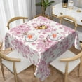 thumbnail image 2 of Pink Floral Tablecloth Square 54 x 54 Inch Chinoiserie Flowers Table Cloth Polyester Fabric Vintage Farmhouse Spring Summer Table Cover for Kitchen Party Dining Picnic Outdoor Decor, 2 of 6