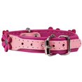 thumbnail image 3 of Real Leather Daisy Flowers Dog Collar (Pink/Baby-Pink, 7"-8" Neck; 1/2" Wide), 3 of 3