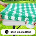 thumbnail image 2 of TRAHOO-Rectangle Picnic Table Cloth, Waterproof Elastic Fitted Outdoor Table Covers for 4 Foot Tables, Flannel Backed Plastic Vinyl Tablecloths for Camping, Dining and Indoor (30"x48", White & Green), 2 of 4
