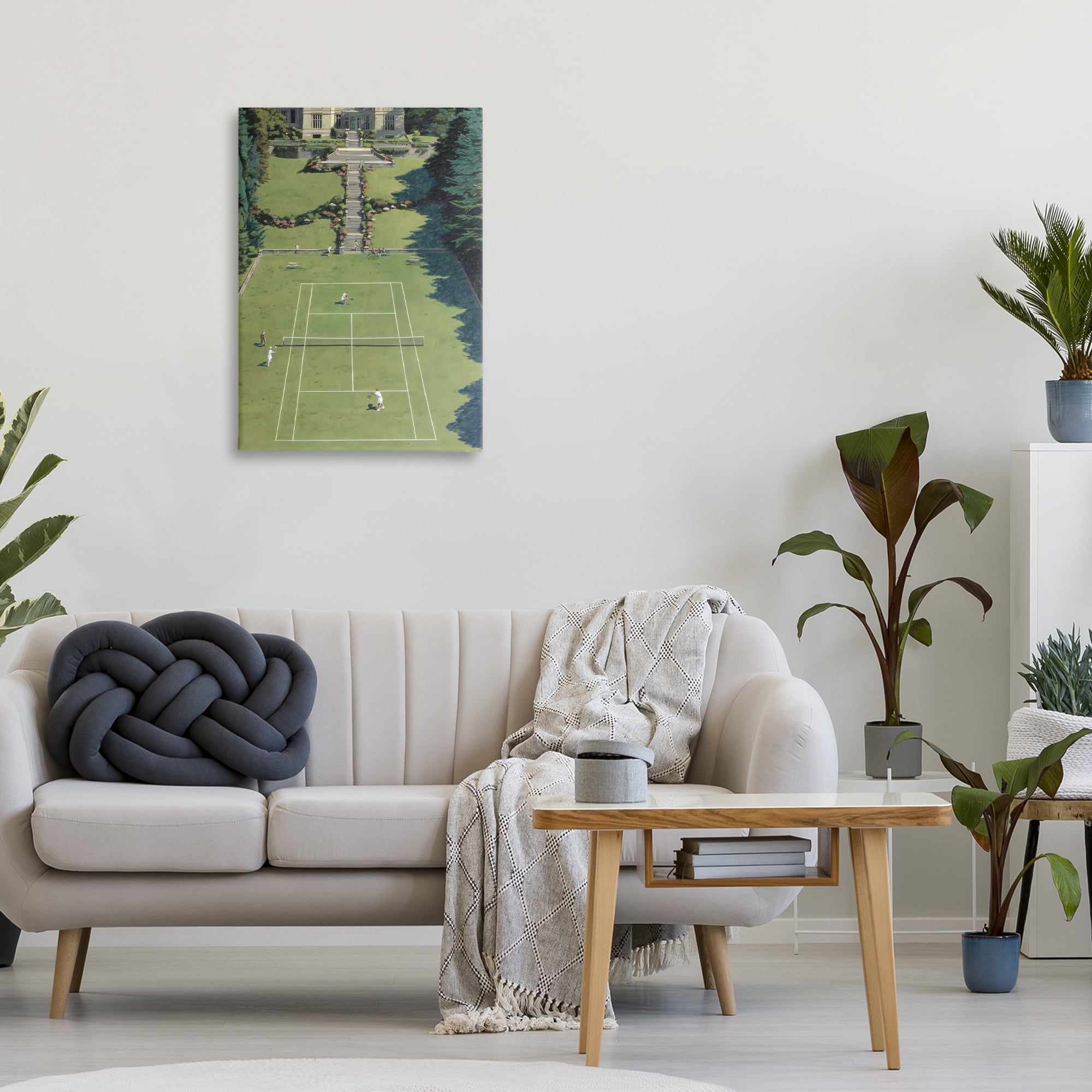 Stupell Industries Tennis Court at Mansion Canvas Wall Art, design by Petal Prints Design