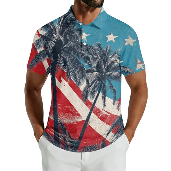 Men's USA 250th Anniversary Patriotic Firework Stars Polo Shirt American Flag Casual Short Sleeve America 250 Merchandise