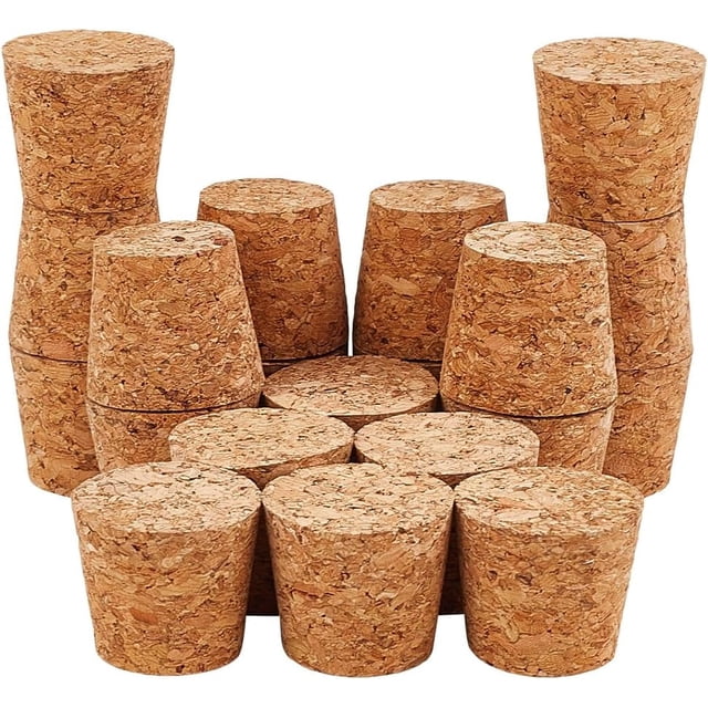 20 tapones de corcho para botellas de 2,7-3,4 x 3 cm/1,06-1,34 x 1,18 pulgadas, tapones de corcho cónicos de repuesto, tapones de bebidas, tapas de corcho para botellas de vino, para hacer vino,
