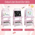 thumbnail image 3 of Costway Kids Art Easel Double Sided Chalkboard Magnetic Whiteboard with Storage Tray Pink, 3 of 10