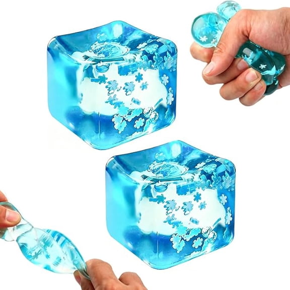 Rongyun Ice Cubes Stress Balls,Ice Cubes Snowflakes Inside Squishy, Soft Slow Rise Squishy-Stress Relief Sensory ,Square Shape Squeeze Ball,Stretchy Fidgets for Adults (Snowflakes*1)