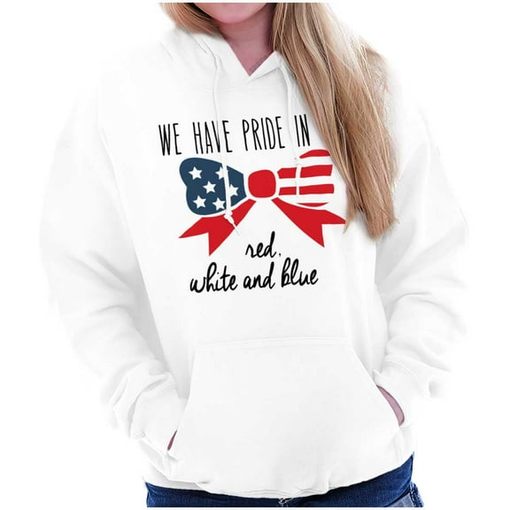 We Have Pride USA Flag Ribbon Bow Women Plus Size Graphic Pullover Hoodie Brisco Brands 4X