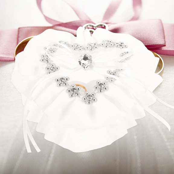ELAYARD Romantic Heart-Shaped Wedding Ring Box, White Plastic, Lace Decor, Ideal for Storage