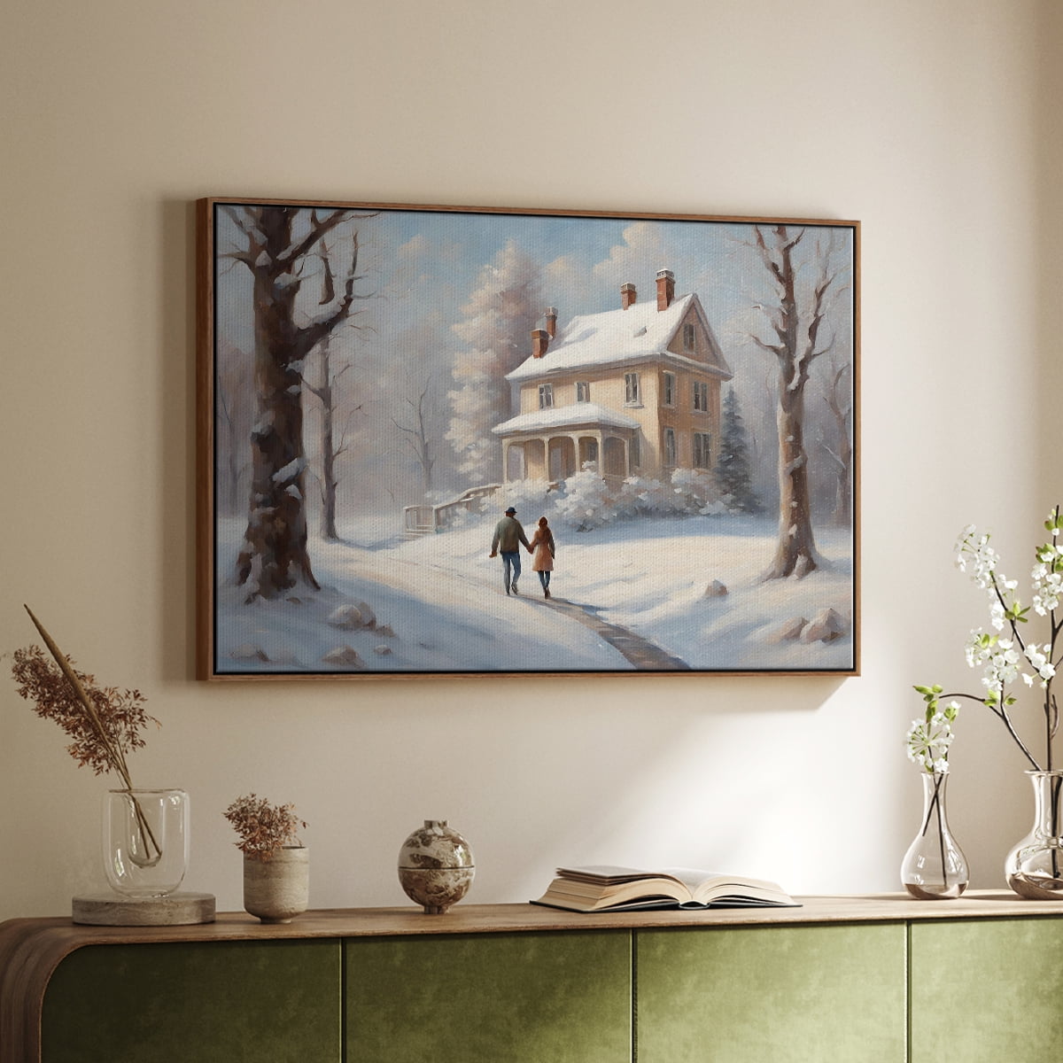 Vintage Landscape-CCVIII By Wexford Home Framed in Walnut Wood Gallery Wrapped Canvas 27 in. x 41 in.