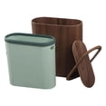 thumbnail image 2 of Cubos de basura de madera con tapa Pequeñas herramientas de de limpieza de estilo nórdico Revestimiento de plástic - Nuez Baoblaze Cubos de basura ovalados, 2 of 8