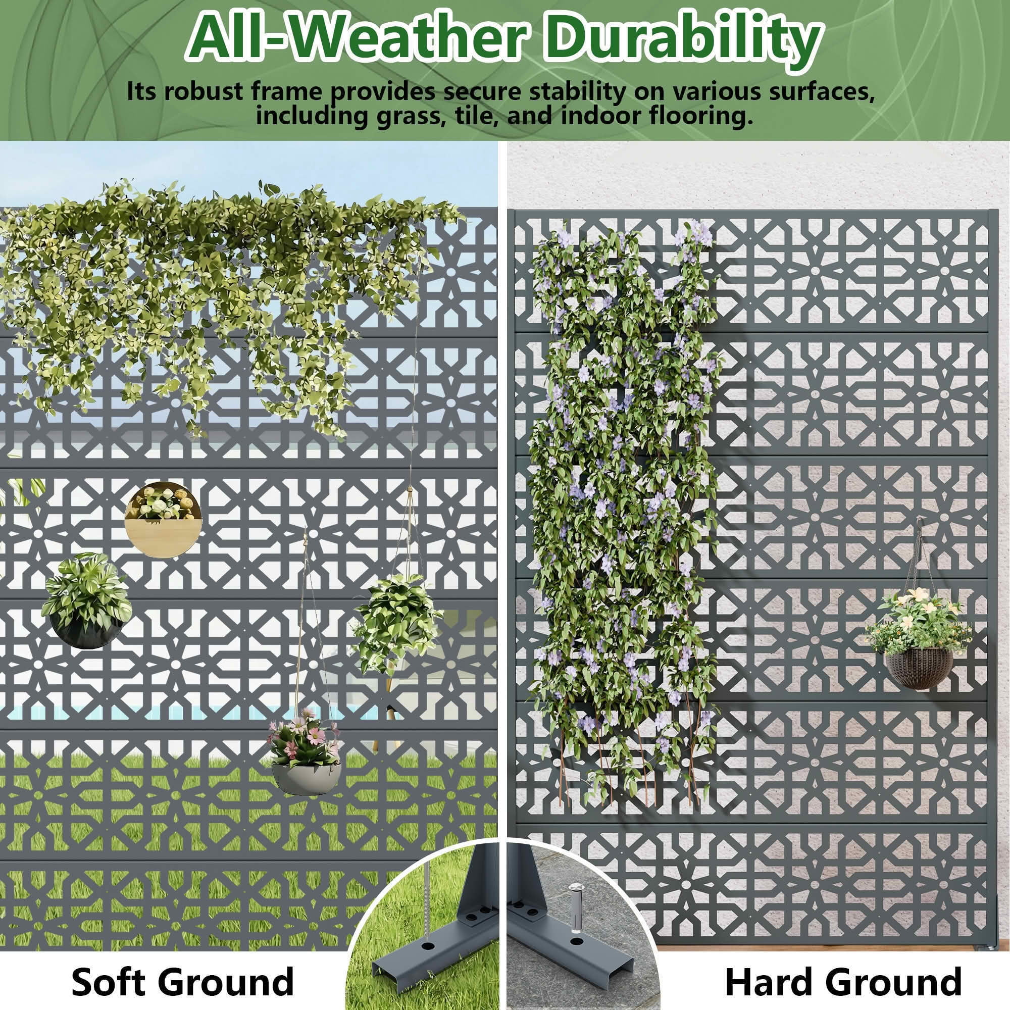 MAYEERTY 72x47 Gray Outdoor Natural Privacy Panel Screen, 6 Piece Set Natural Folding Divider for Backyard and Garden